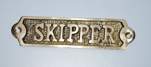 Brass Plaque Handmade "Skipper" Nautical Ship Office Workplace Sign Décor Gift - Picture 6 of 6