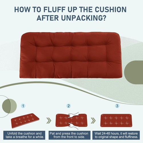 Outdoor Bench Cushion for Patio Furniture, Waterproof Tufted Overstuffed Porch - Picture 66 of 79