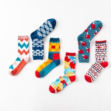 Colorful Family pattern fun socks 6 Pairs