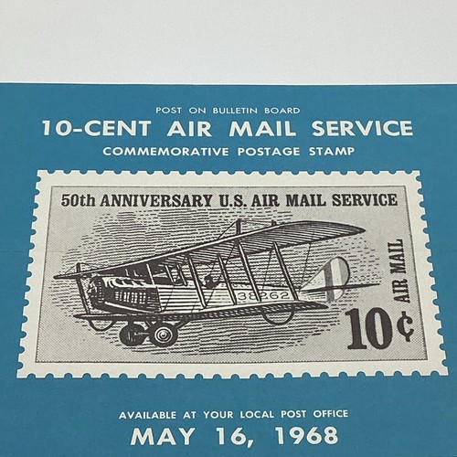 1968 10¢ Air Mail Service 50th Anniversary Commemorative Postage Stamp FDC Ad. - Picture 2 of 4
