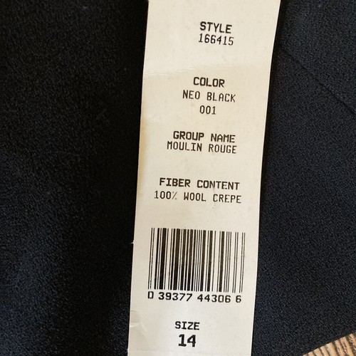 NWT Chaus 100% Wool Black Pencil Skirt Size 14 Zip In Back & 6” Slit Dry Clean O - Picture 5 of 6