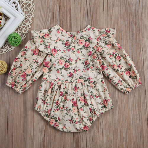 Newborn Baby Girl Outfits Long Sleeve Floral Romper Bodysuit Jumpsuit Clothes - Bild 10 von 10