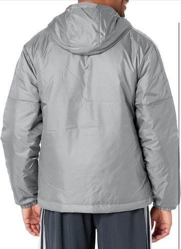adidas Men's Essentials Insulated Hooded Jacket Grey Size XXL NEW WITH TAGS - Picture 3 of 5