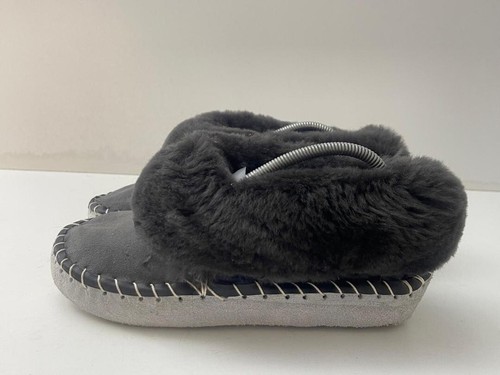 Onaie schwarze Wildleder Fellfutter Slipper Hausschuhe Freizeitschuhe UK 6 EUR 39 B206