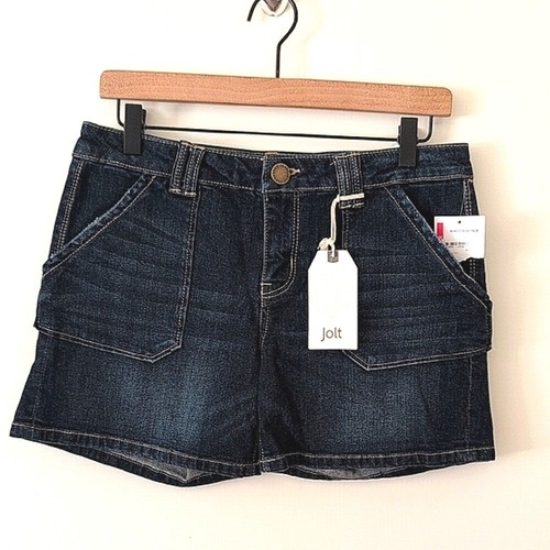 Jolt Womens 7 Denim Shorts Dark Wash Cotton Casual Classic Summer Western Boho