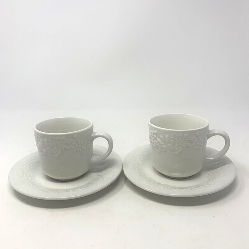 Gibson Designs Fruit Embossed Flat Cup and Saucer Set of 2 (4 pieces)