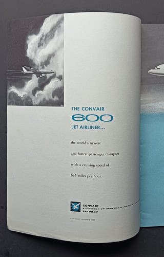 brochure di fabbrica CONVAIR 600 JET AIRLINER COME NUOVA NON CV-880 / CV-990 CORONADO 1958 - Foto 2 di 8