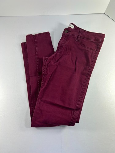 Hollister Womens Jeggings Jeans Junior Size 5 Maroon Skinny Straight Leg Stretch - Picture 5 of 6
