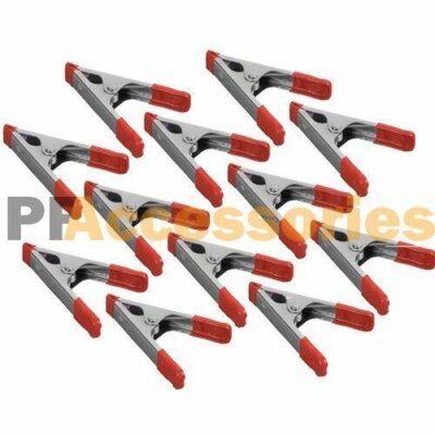 12x 4'' inch Metal Spring Clamps w/ Rubber Tips Tool 12 Pcs Lot Steel Red