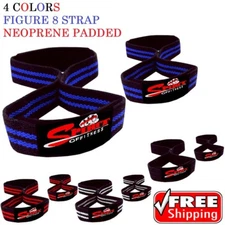 Figure 8 Straps Weight lifting Gym Bar Strength Neoprene Padded Training Wraps