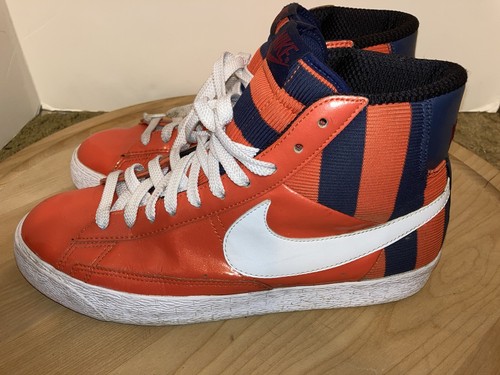 ⭐️ VTG Nike Blazer Size 10 Hi Top Orange Blue White Astros Nicks Mets Sneakers - Picture 3 of 9