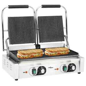 vidaXL Gril de Panini à Double Rainure 3600 W Barbecue Plancha Électrique