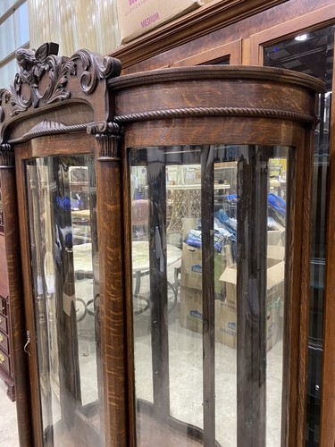 66153 Antique Victorian Oak Cherub Curio Cabinet very rare - Picture 6 of 7