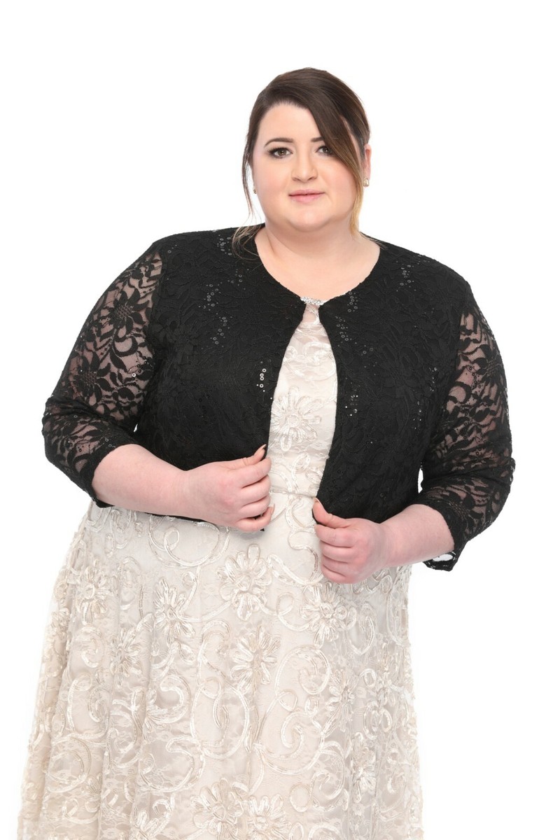 SleekTrends Plus Size Embellished Sequin Lace Bolero Jacket