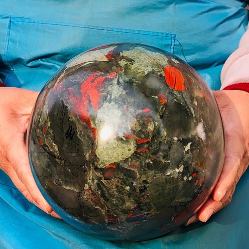 12.65LB Natural african blood stone quartz crystal sphere healing chakra - Picture 15 of 18