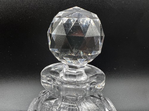 American Brilliant Cut Glass-Large Cologne Bottle-Hobstar-Strawberry Diamond - Picture 16 of 17