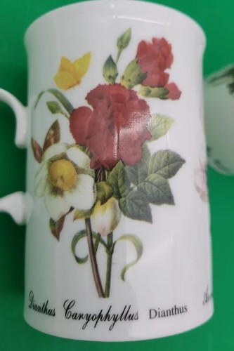 Set 2 Dunoon Coffee Tea Mugs Cups Bone China Floral 10 Oz - Picture 12 of 13