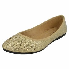 Ladies Spot On Flat Sole Sparkling Ballerina Shoes