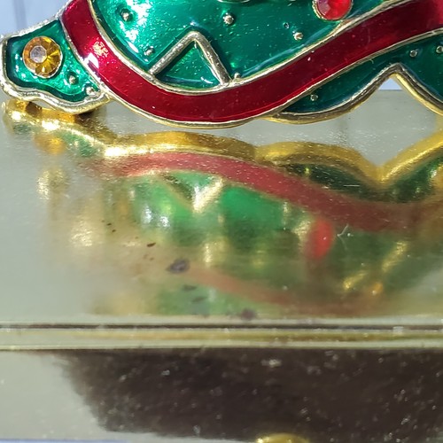 Jeweled Enamel Christmas Tree with Hanging Ornaments Stocking Hanger - Picture 5 of 17
