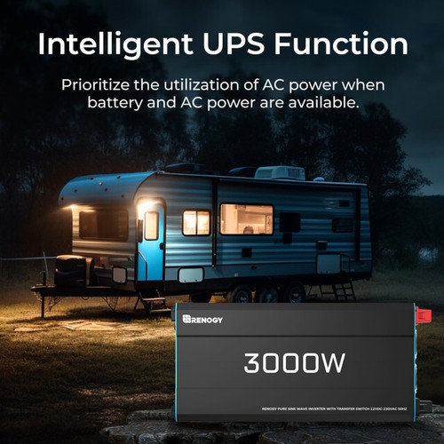 Renogy 3000W Pure Sine Wave Power Inverter 240V English Standard Socket UPS - Picture 6 of 10