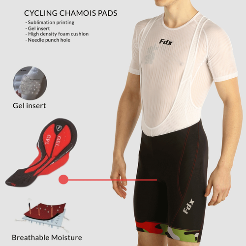 Fdx Camouflage Cycling Bib Short 4D Gel Padded Pants cycle shorts Bike Tights - Picture 3 of 39