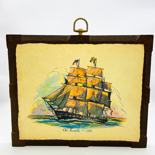 Maritime Prints on Wooden Plaques Old Ironsides & New Bedford Nautical Lot of 2 - Picture 2 of 12