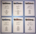 Formula 1 Table Plan Cards, F1 Racing, Wedding Seating Chart Cards