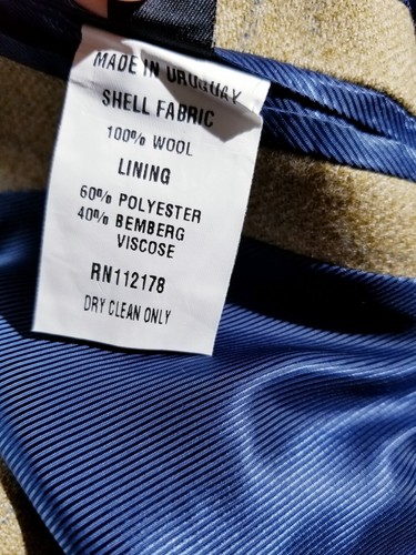 46L Paul Fredrick blau braun Fensterscheibe kariert Wolle Tweed Blazer SportMantel Jacke - Bild 7 von 7