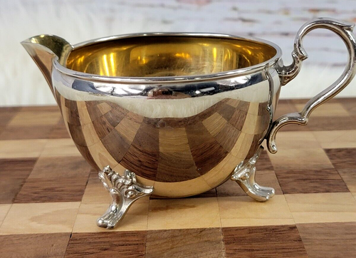 VINTAGE MANNING BOWMAN QUALITY SILVERPLATE SUGAR BOWL & CREAMER USA - Picture 3 of 10
