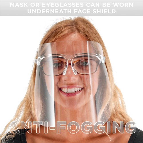 Salon World Safety Clear Face Shields with Glasses Frames (25 Pack) - Anti-Fog - Picture 4 of 5