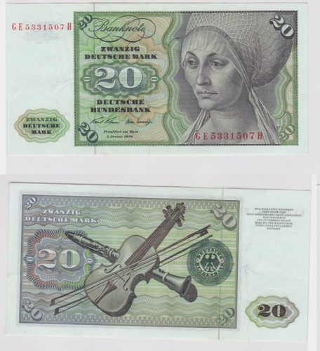 T145436 Banknote 20 DM Deutsche Mark Ro. 271b Schein 2. Jan. 1970 KN GE 5331507