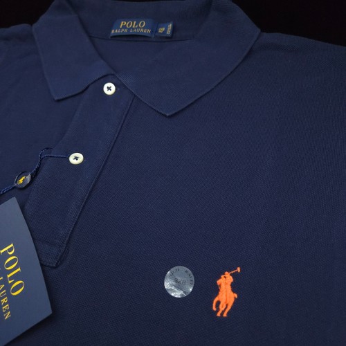 POLO RALPH LAUREN SHIRT -3XB BIG 3XL- NAVY BLUE MESH PIQUE -ORANGE PONY GOLF NEW - Picture 4 of 10