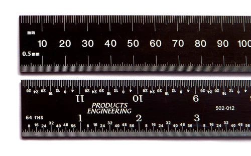 USA PEC Machinist Ruler Scale 6" 150 mm SAE/Metric E/M Rigid Black Chrome