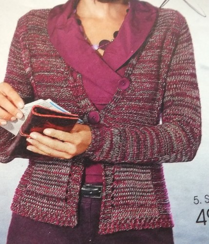 Jacke Strickjacke grobstrick weinrot Größe XL - Bild 3 von 3