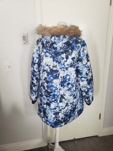 Roaman's Blue Floral Puffer Jacket Size L(18/20) - Picture 4 of 12