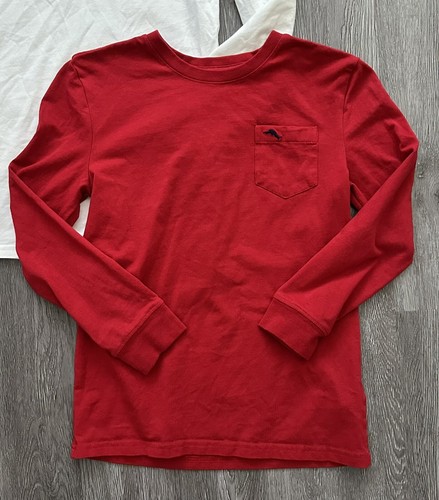 Tommy Bahama Boys Solid Long Sleeve Shirt Red White Large 10/12 EUC Lot Of Two - Picture 2 of 5