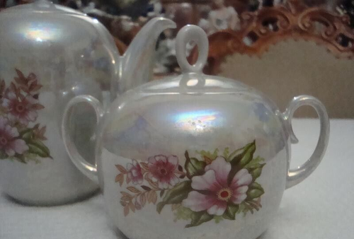 Tea Set Of Porcelain Service Vintage Small Cups Ussr Painted Floral 1970s Decor - Picture 8 of 8