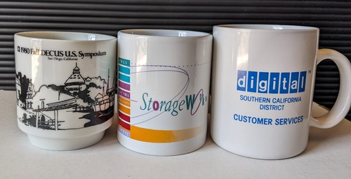 3 Vintage Digital Equipment DEC Storageworks DECUS 1980 1990 ceramic coffee mugs - Picture 1 of 2