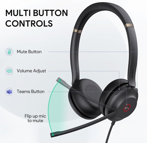 On-Ear Noise Cancelling Headset - Dual Microphones for Professional Use - Picture 6 of 8