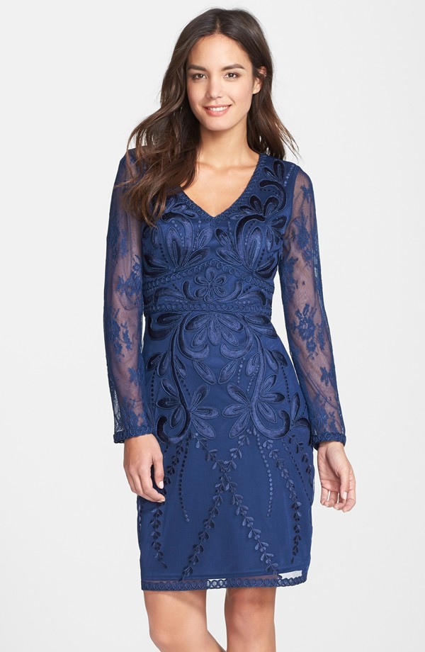 SUE WONG Embroidered Sheath Dress NAVY SIZE 4 NWT SUE WONG Embroidered Sheath Dress NAVY SIZE 4 NWT