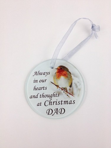 Robin Glass Christmas Tree Hanging Plaque/Decoration Memorial Xmas Bauble - Picture 5 of 23