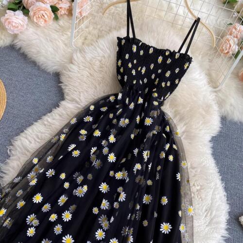 YuooMuoo 2025 Floral Mesh Dress - Spaghettiträger, Party, Vacation Style - Bild 12 von 29