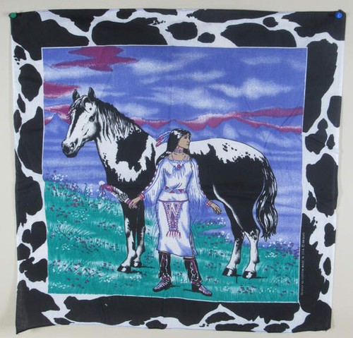 Bandana Indianer geflecktes Pferd RN16463 New Old Stock USA 21 1/2" x 22"