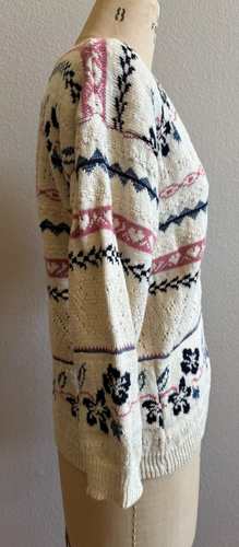 NWT Vtg Domani Girl's Cardigan Sweater Sz XL 16 Heart Buttons Floral 1980 Sm/Med - Picture 3 of 5