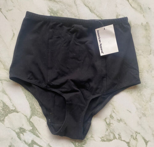 American Apparel Cotton Spandex Jersey High Waist Brief Black Panty RSA8365 XS - Picture 1 of 4