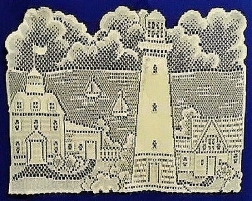 Lace Place Mat 19.5" x 14" Ivory Lighthouse Den Livingroom Dining Room Nautical - Picture 1 of 3