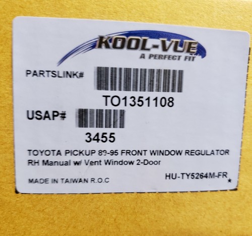 Regulador de ventana delantera camioneta Toyota 89-95 H con estilo de ventilación para tipo manual - Imagen 2 de 6