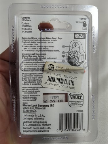 Master Lock Zahlenschloss 1500D Neu Zahlenschloss für Spind - Bild 2 von 2