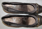 AGL Women's Silver Metallic Leather Wedge Sandals Size 39.5 Italy Italian Shoes — photo 5