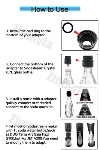 1 pieza adaptador de botella de vidrio de agua de soda de conexión rápida adecuado para máquina Sodastream - Imagen 14 de 16